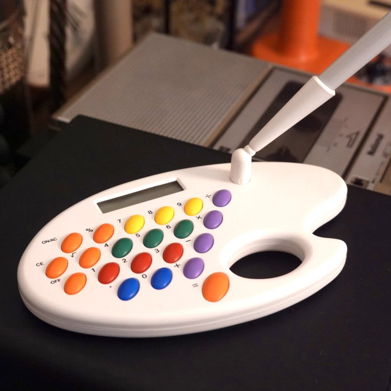 舊物 Marksman 調色盤造型 計算機 日本 美國設計 摩登 復古 古物 - 其他 - 塑膠 白色