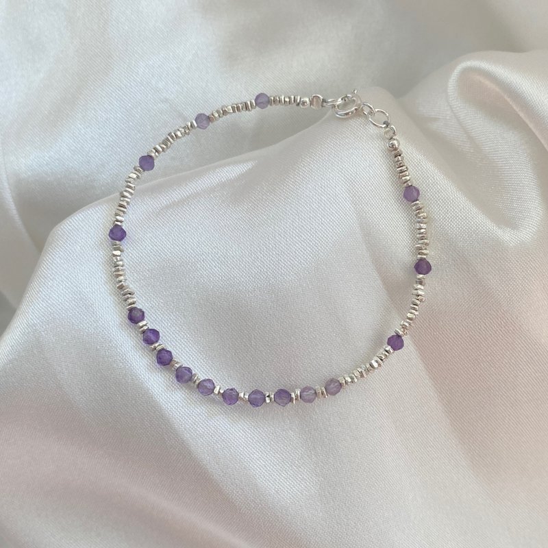 Gradient Amethyst Crushed Silver Bracelet Silver Jewelry - สร้อยข้อมือ - เงินแท้ 