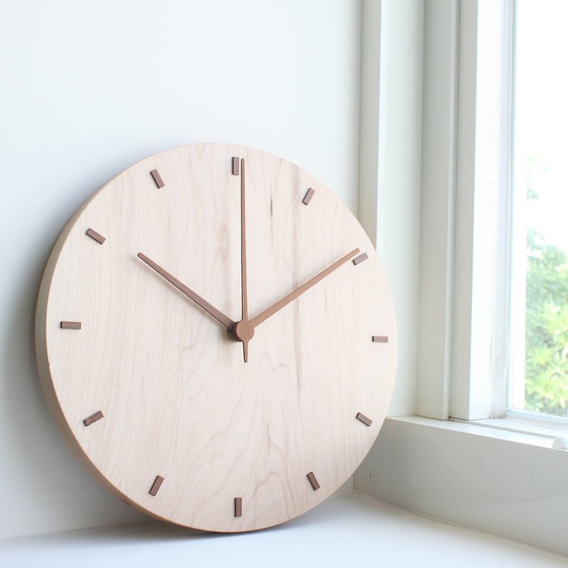 CLOCK_26 Classic Solid Wood Silent Wall Clock Taiwan Limited Handmade Hard Maple - Clocks - Wood Brown