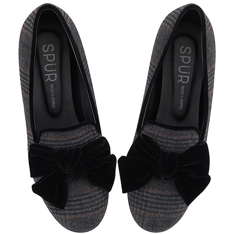 SPUR Check tied with ribbon LF7097 DARK GREY - Women's Casual Shoes - Other Materials 