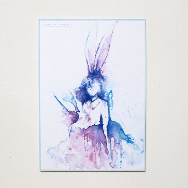 Alice Hobbey Fantasy Girl Rabbit Series Double-sided Watercolor Illustration Postcard - การ์ด/โปสการ์ด - กระดาษ หลากหลายสี