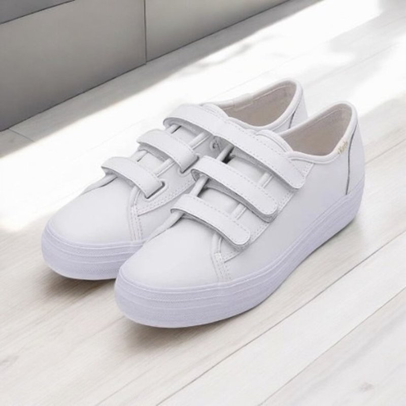 [Opening Celebration] KEDS TRIPLE KICK leather devil felt thick-soled casual shoes white shoes WH61117 - รองเท้าลำลองผู้หญิง - หนังแท้ 