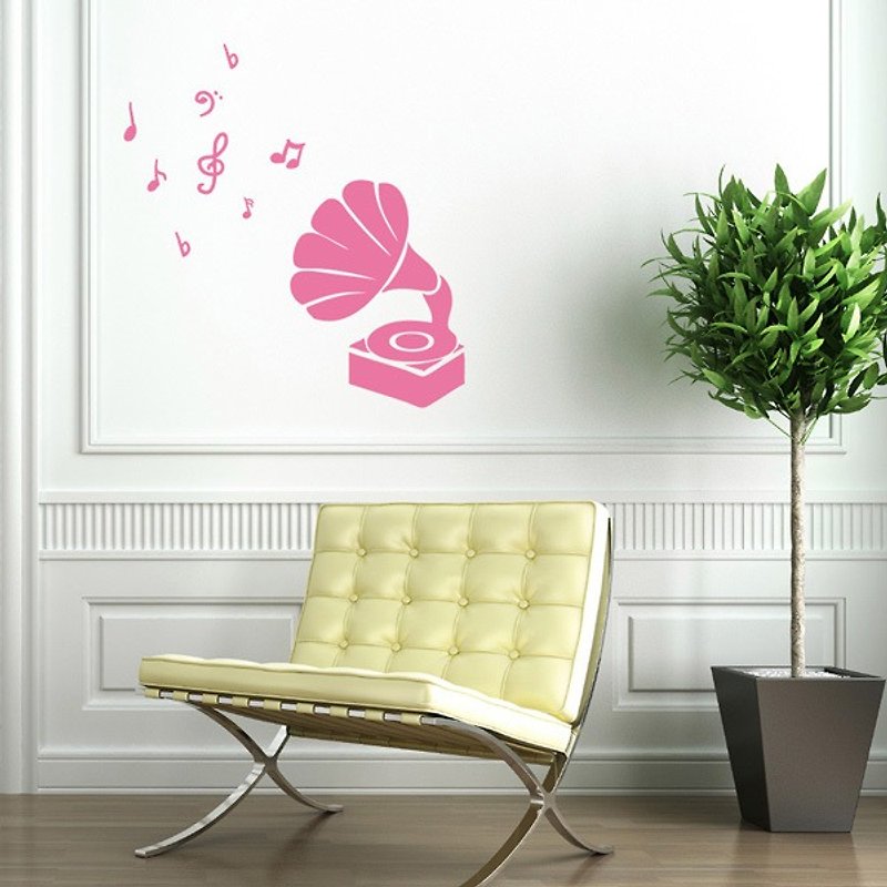 Smart Design creative seamless wall stickersClassical phonograph (8 colors optional) - Wall Décor - Paper Pink