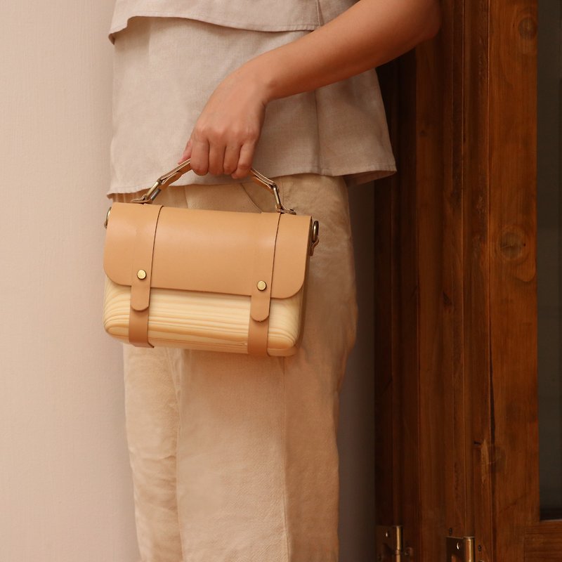 BL wooden bag (mini) - beige - Handbags & Totes - Wood Brown