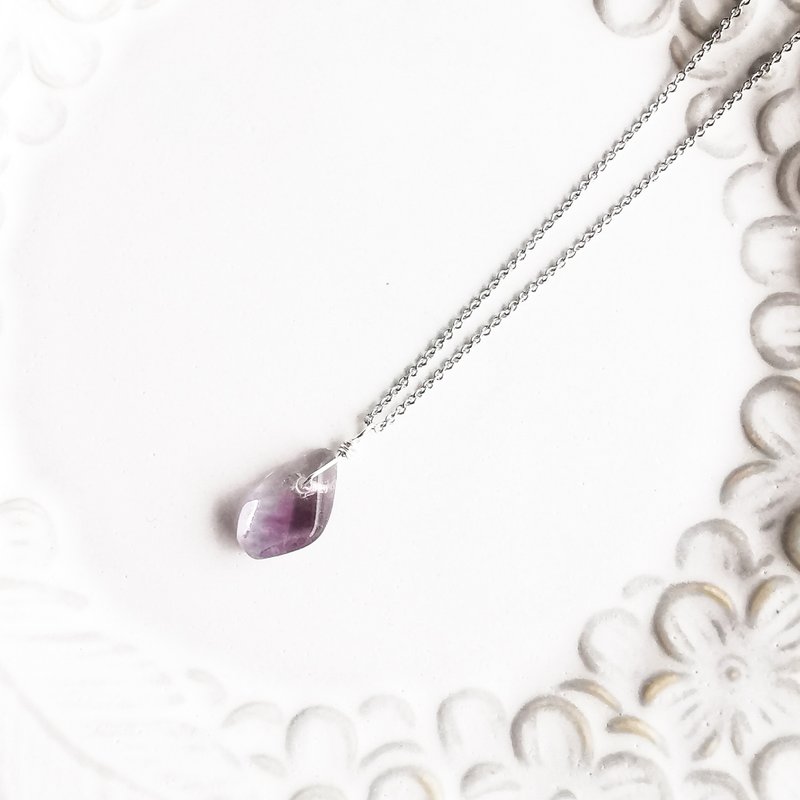 Fluorite Necklace Purple Gradation - สร้อยคอ - เครื่องประดับพลอย สีม่วง