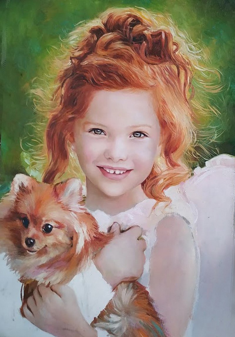 Custom Portrait Oil Painting on Order from Photo Handmade Personalized Gift - ภาพวาดบุคคล - วัสดุอื่นๆ 