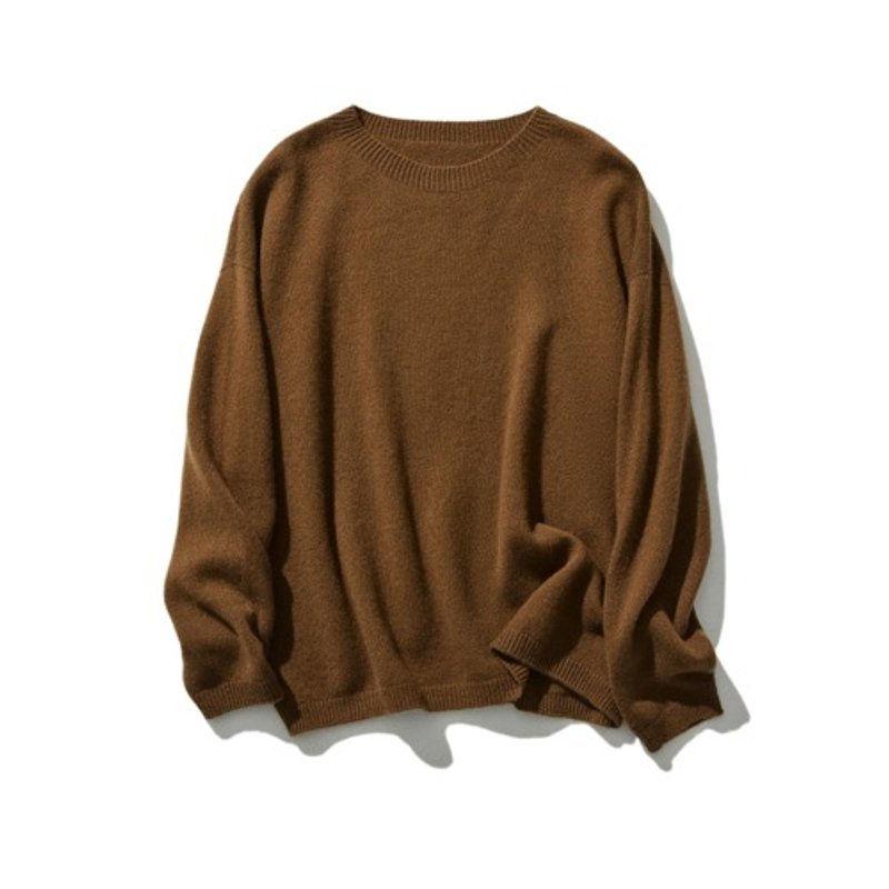 The most reliable simple design wool knit, 100% wool, dark brown, 231110-2 - เสื้อผู้หญิง - ขนแกะ 