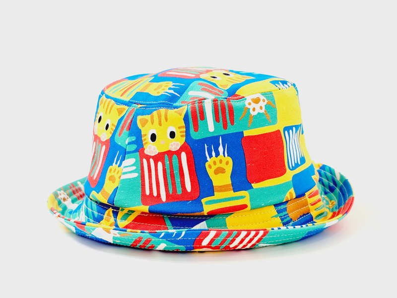 【HiGh MaLi】Classic bucket hat-big-headed cat and cat’s paw#gift#双十一#11#日本风 - Hats & Caps - Cotton & Hemp Multicolor