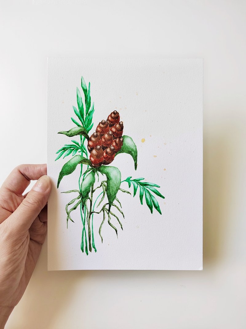 Brown Flower Small Watercolor floral painting - Original Artwork, Home Wall Art - ตกแต่งผนัง - กระดาษ หลากหลายสี