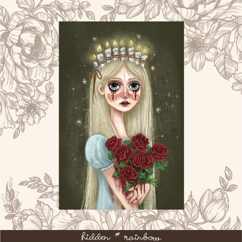 Roses original artwork design postcard art print - 卡片/明信片 - 紙 