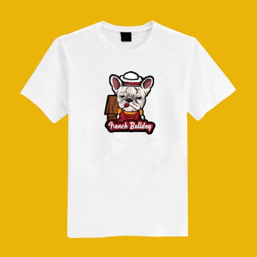 CHIC SHOP 插畫設計館 法鬥 豬二哥 狗 插畫 原創 白 短T 衣服 T恤 情侶裝 童裝 母子裝