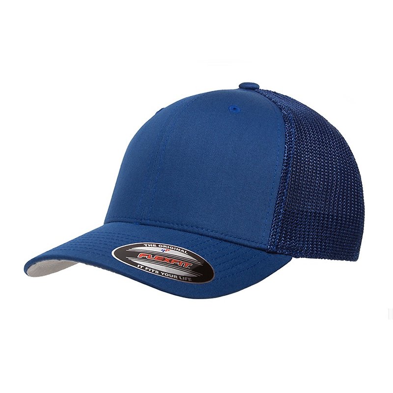 Piece Yupoong Flexfit Cotton Trucker Mesh Hat::Royal:: - หมวก - เส้นใยสังเคราะห์ สีน้ำเงิน