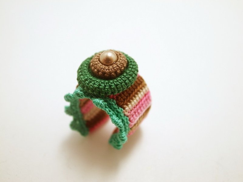 Crochet Lace Jewelry (Lace Fantasia 3-a) Crochet Ring Statement Ring Fiber Ring - General Rings - Cotton & Hemp Multicolor
