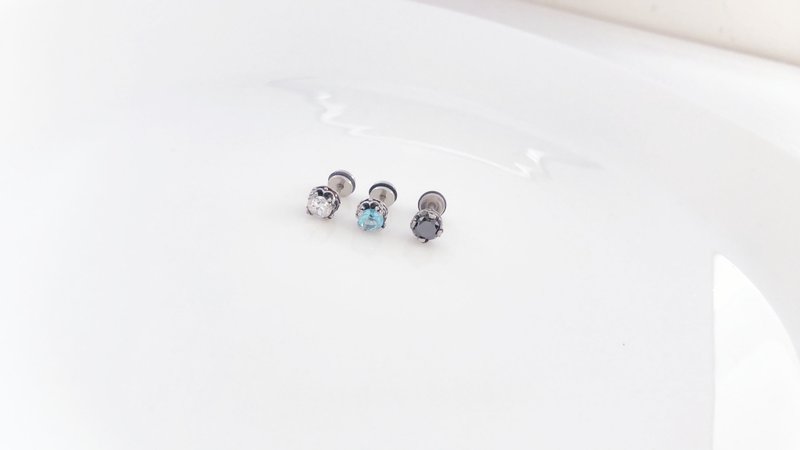 Personality Series*Retro Crystal Diamond Stainless Steel Earrings*Pin Earrings/Magnet Earrings - อื่นๆ - สแตนเลส 