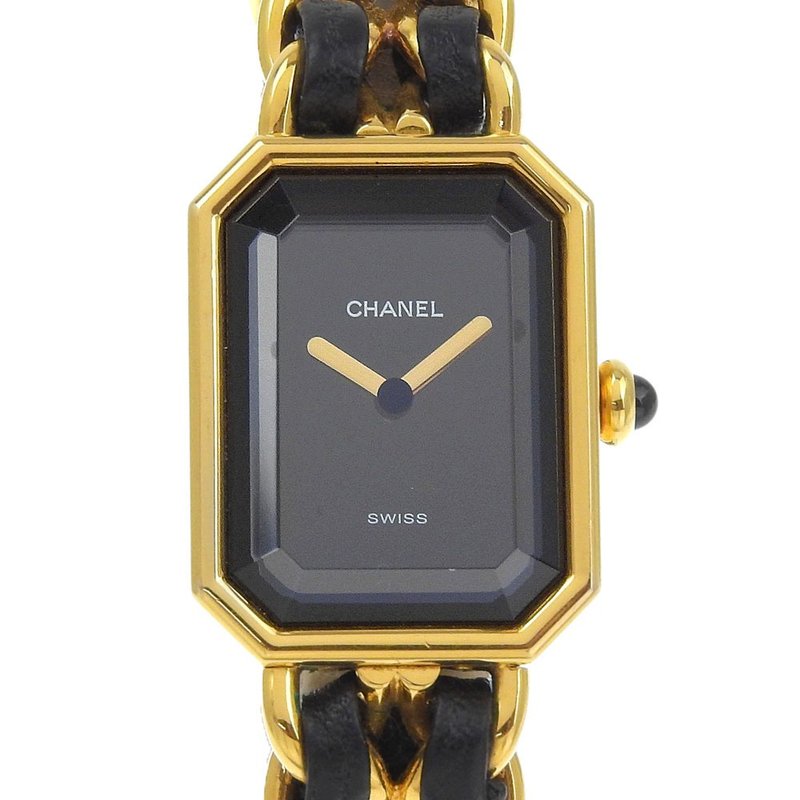 【日本直送】シャネル CHANEL プルミエールL 腕時計 H0001 金メッキ×レザー クオーツ アナログ表示 ブラック文字盤 レディース【中古】 - 女錶 - 其他金屬 黑色