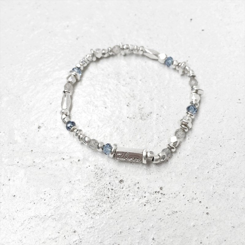 Zhu [Silver] - seawater healing (Mother's Day gift / silver bracelet / Austrian crystal elements / button bracelet / gifts / send her) - Bracelets - Other Metals 