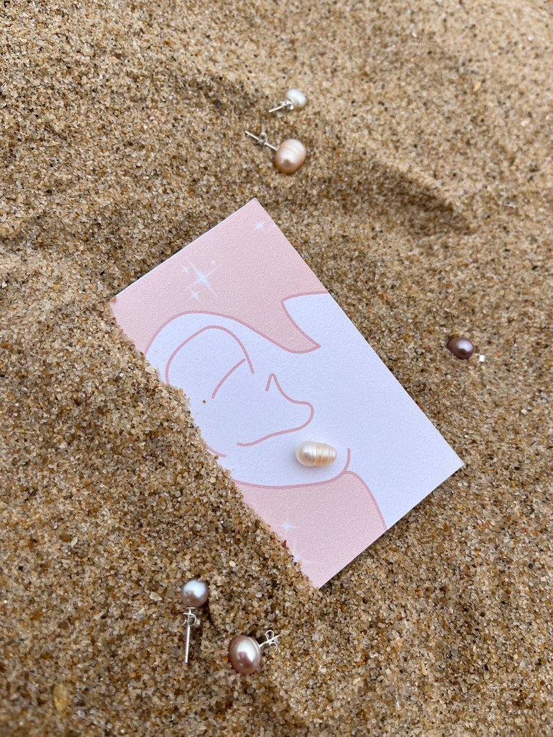 日常配搭天然淡水珍珠925純銀耳釘一圖一物 - 耳環/耳夾/耳骨夾 - 珍珠 