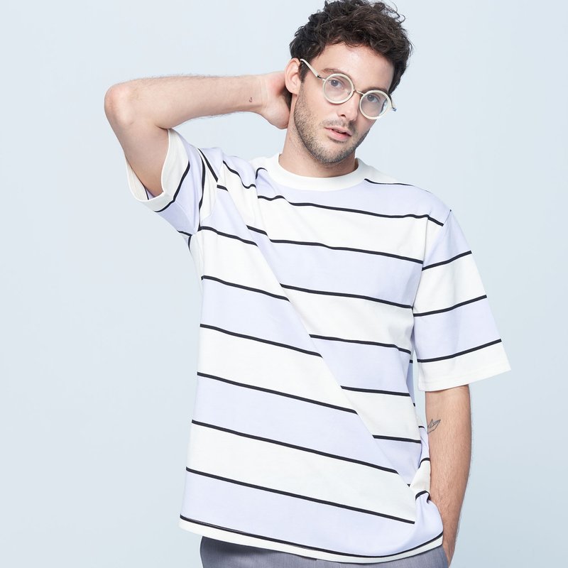 Stone@s Stripe T-Shirt In Purple / 馬卡龍紫 條紋Tee - 男 T 恤 - 棉．麻 紫色