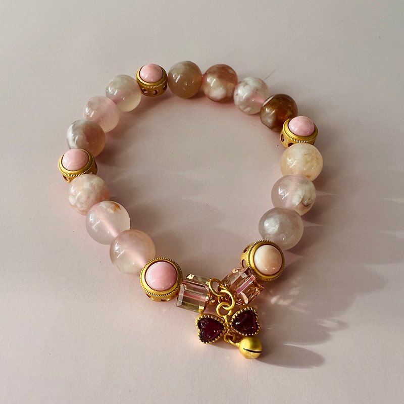 Cherry Blossom Agate Queen Rubellite Design Crystal Bracelet - สร้อยข้อมือ - คริสตัล สึชมพู