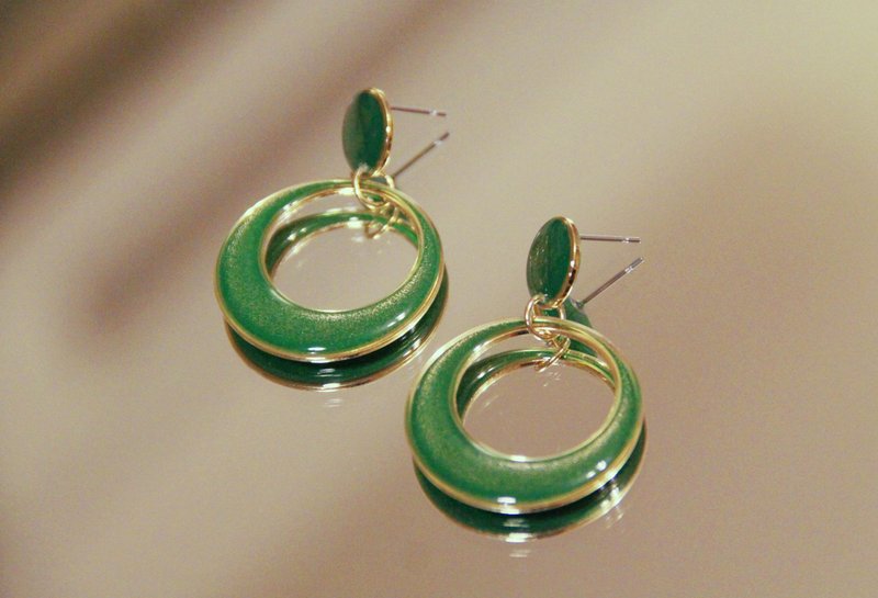 Classic Crescent-Forest Green - Earrings & Clip-ons - Resin Green