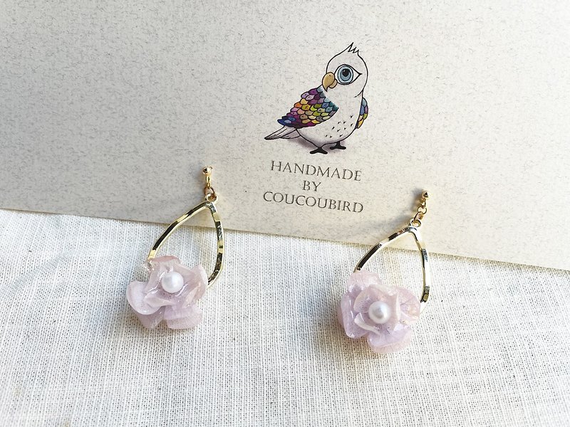 *coucoubird*Flower earrings/purple blue - ต่างหู - พืช/ดอกไม้ สีม่วง