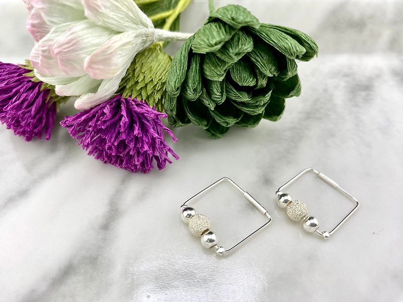 Geometric simple square earrings - Earrings & Clip-ons - Silver Silver