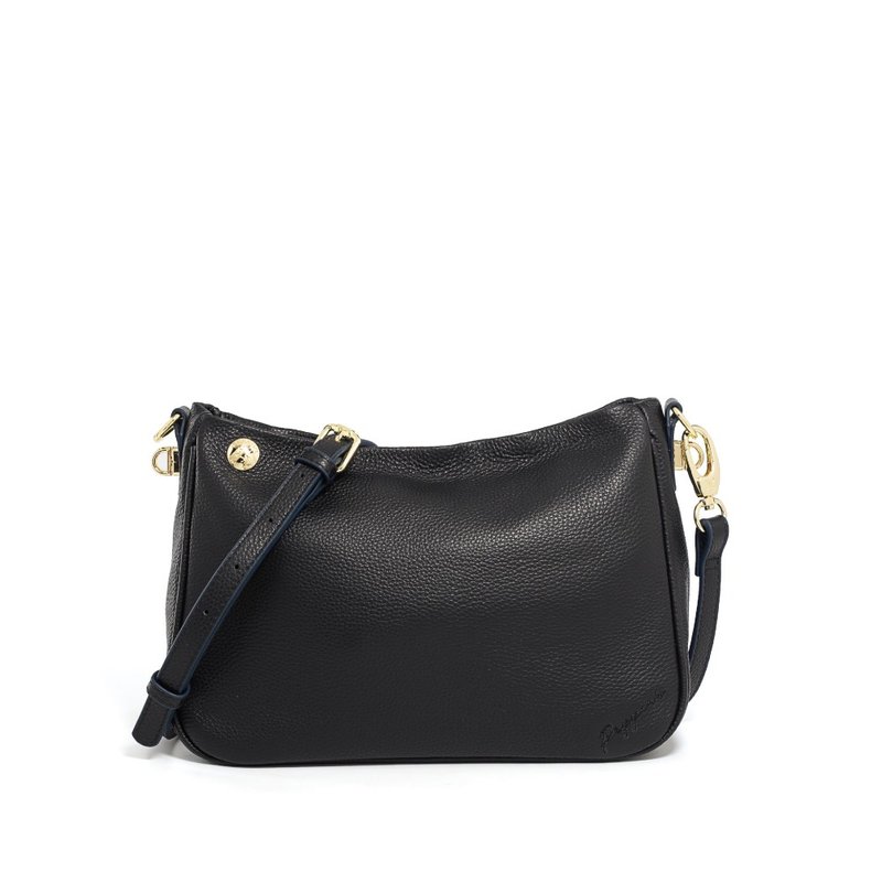 SWITCH cowhide embroidered cross-body bag - smoked black - กระเป๋าแมสเซนเจอร์ - วัสดุอื่นๆ สีดำ