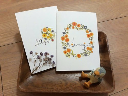紋秀設計winshowdesign 心花怒放水彩花圈卡片附牛皮信封黃一張45元