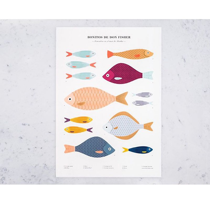 Don Fisher A2 Fish School Poster - Posters - Paper Multicolor