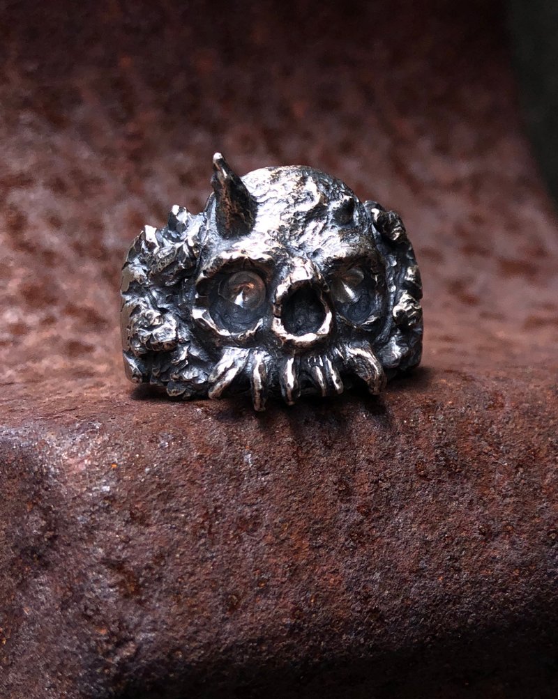 骷髏戒指 II   Skull Ring II - 戒指 - 純銀 銀色