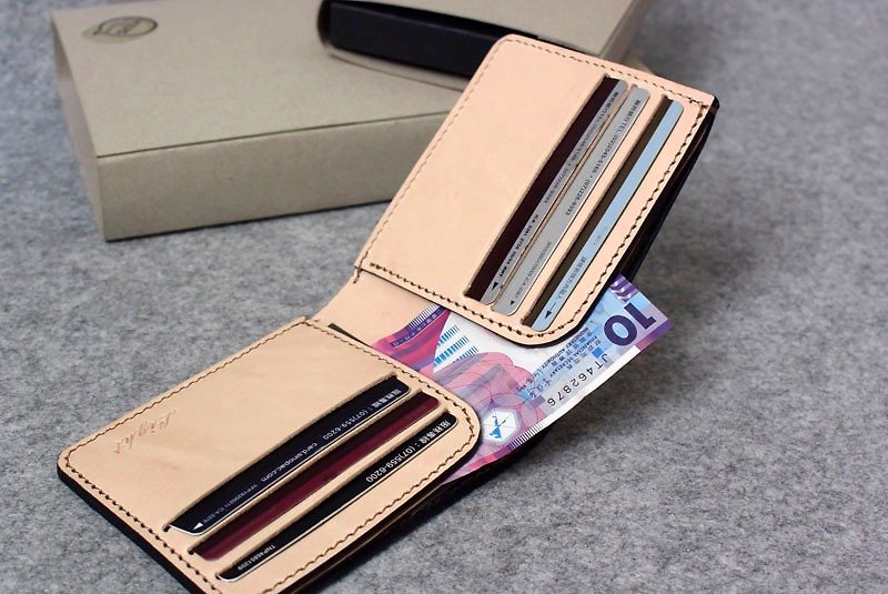 Leather Personality Short Clip Wallet 6 Cards + 2 L Clips - Wallets - Genuine Leather 