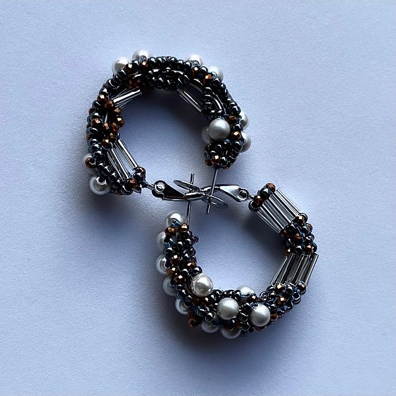 Crystal Pearl Circle Earring Beads - FI, Infinite M - Earrings & Clip-ons - Crystal Silver