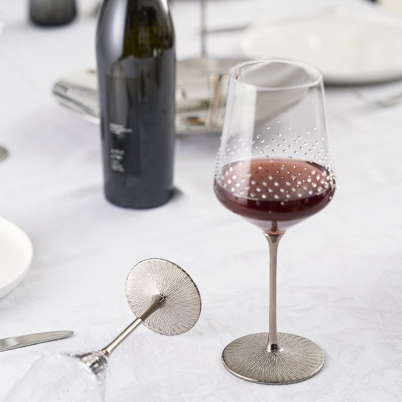 【GRANDI】Aurora Ravi Platin 620 Red Wine Glass Swarovski - Bar Glasses & Drinkware - Glass 
