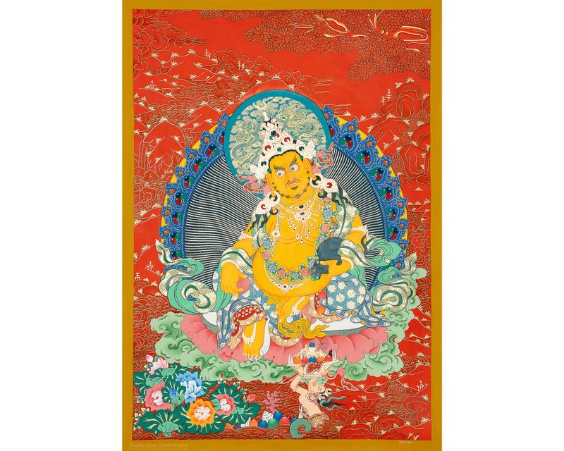 贊巴拉唐卡 | 西藏藝術 促進豐盛與靈性祝福 - 壁貼/牆壁裝飾 - 其他材質 多色