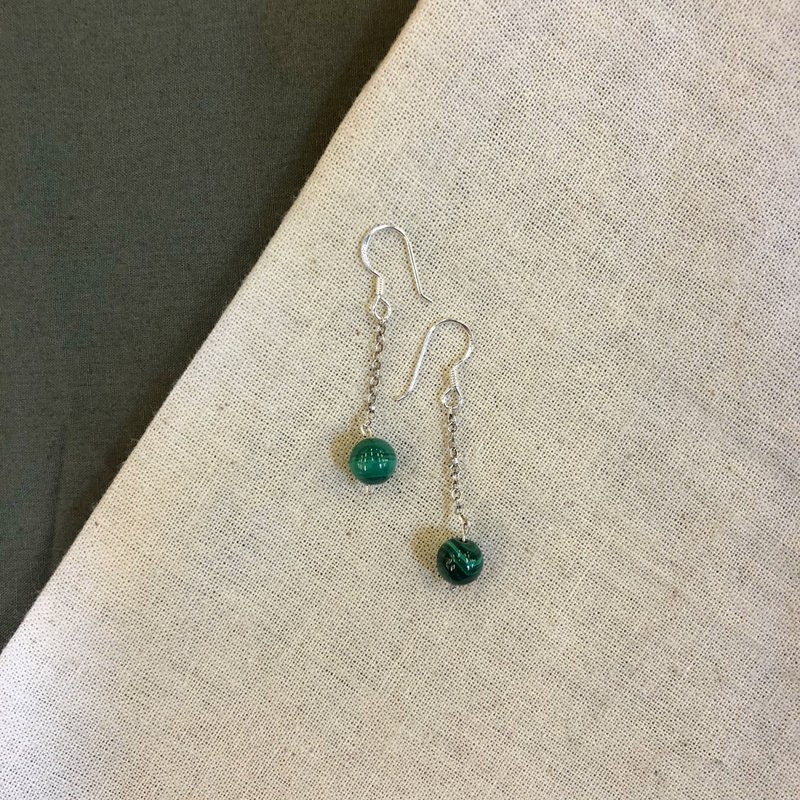 Dancing Stones - peacock Stone earrings - Earrings & Clip-ons - Sterling Silver Green