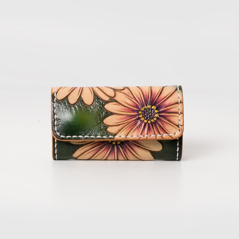 July Chagall July Carkas Hand-Carved Flower Daisy Key Bag - Other - Genuine Leather Green