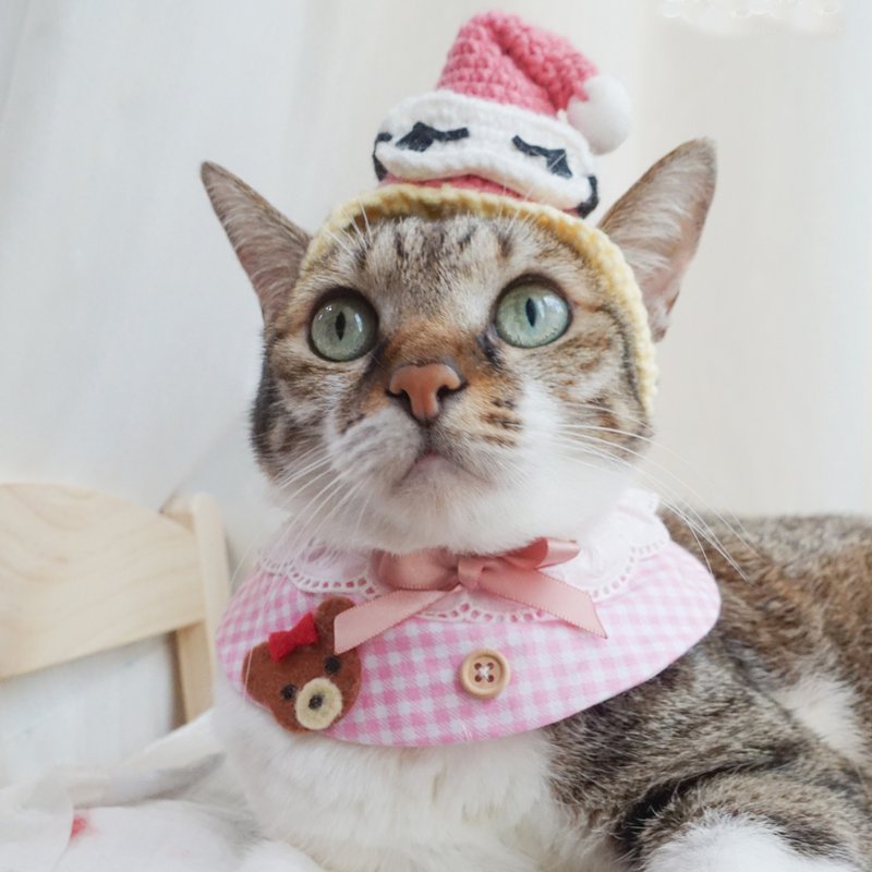 Cat Addiction Co-branded Limited Edition* Pajama Party Pet Scarf Pet Hat (Pink Store) - Clothing & Accessories - Other Materials Pink