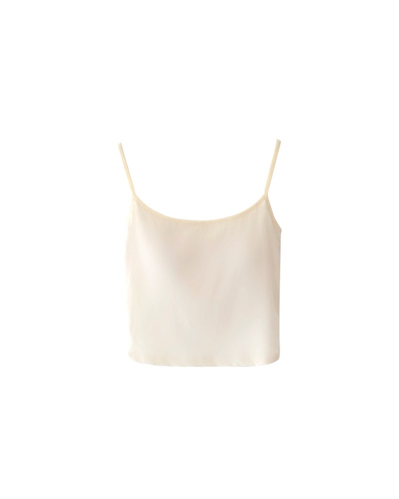 Breath Top Spaghetti Strap Cropped Camisole with Cups - Available in 2 Colors - เสื้อกั๊กผู้หญิง - ผ้าฝ้าย/ผ้าลินิน ขาว