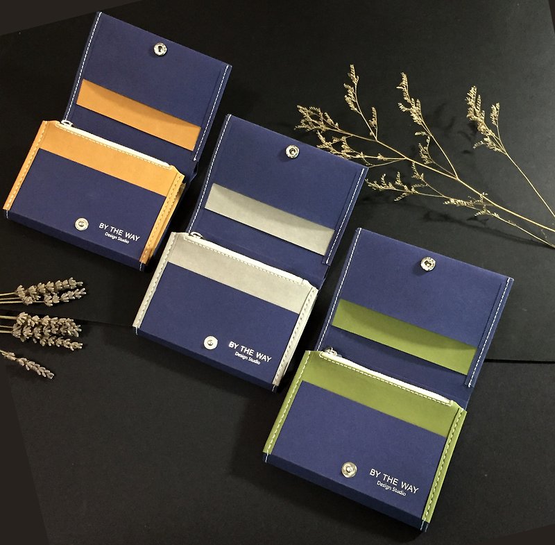 中間クリップ - 洗濯可能なクラフト紙、洗濯紙、紙革プルシアンブルーシリーズ - 財布 - 紙 多色