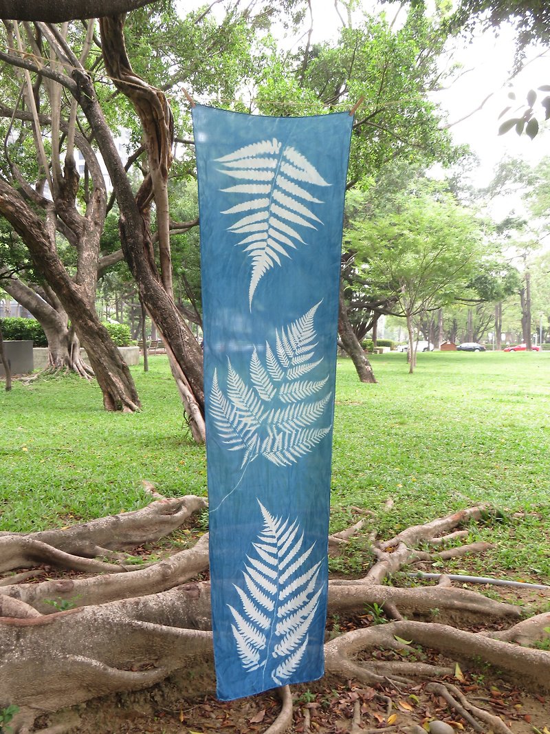 Botanic Cyanotype Silk Scarf - Ferns - Knit Scarves & Wraps - Silk Blue