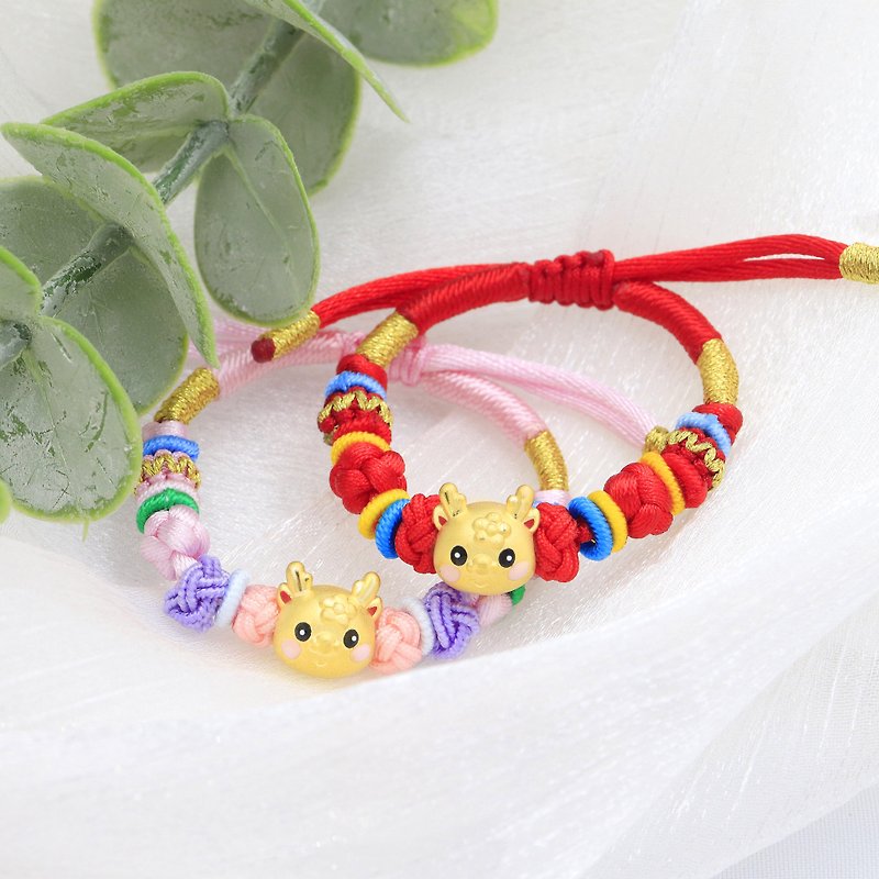 Kimura's original full moon gift/gold flower blush dragon moon bracelet/newborn/one year gift/full moon - Baby Accessories - 24K Gold Red