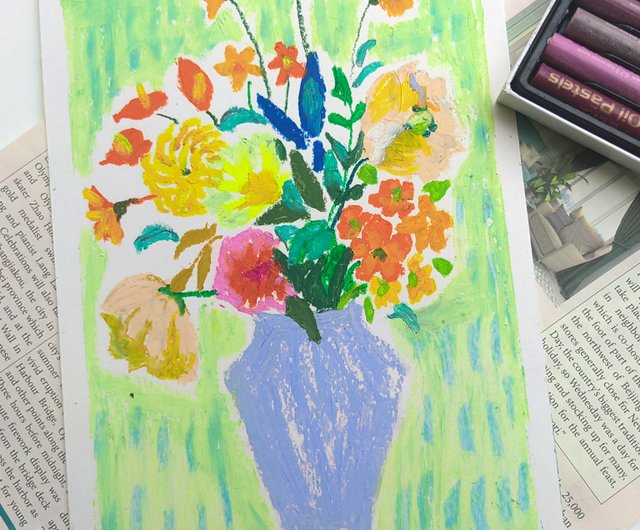 花　アクリルオイルパステル画　サイズF4 インテリアアート 500x0.jpg