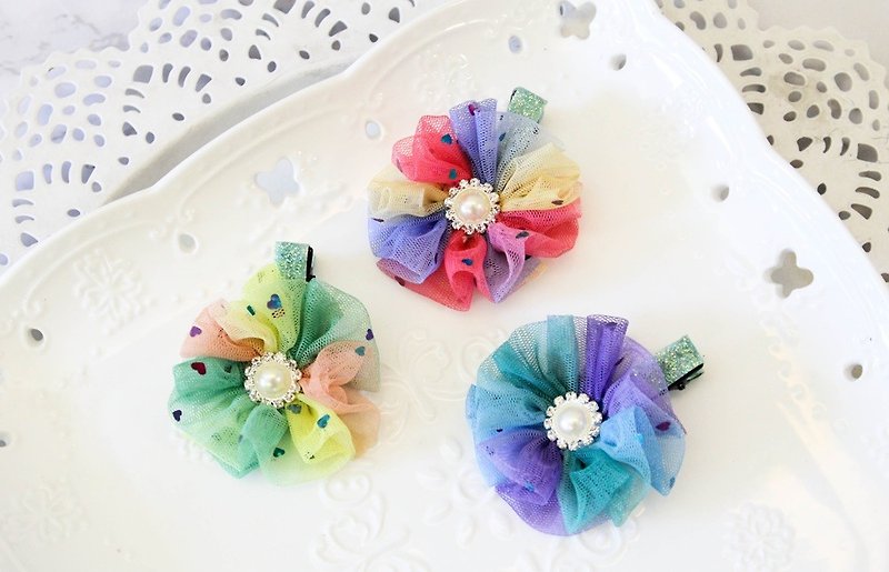 Dreamy colorful flower-shaped bang folder - Hair Accessories - Cotton & Hemp Multicolor