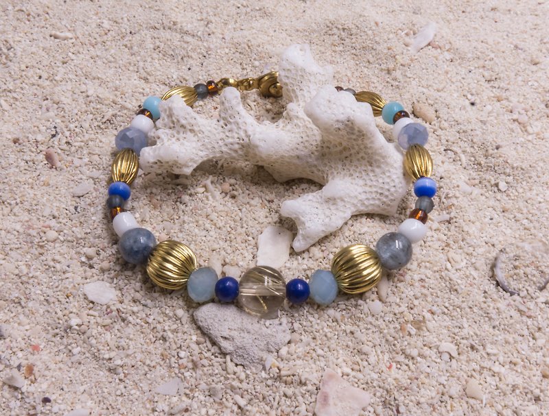 Handmade natural ore brass bracelet | Scorpio - Bracelets - Gemstone Blue