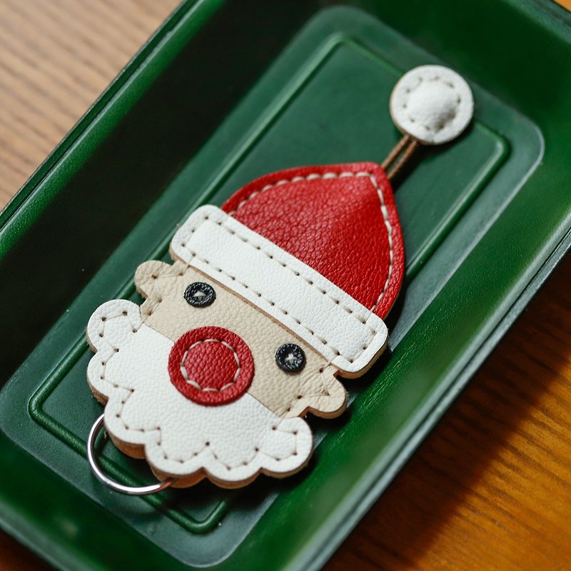 Handmade diy christmas gift santa key pendant key bag - เครื่องหนัง - หนังแท้ 