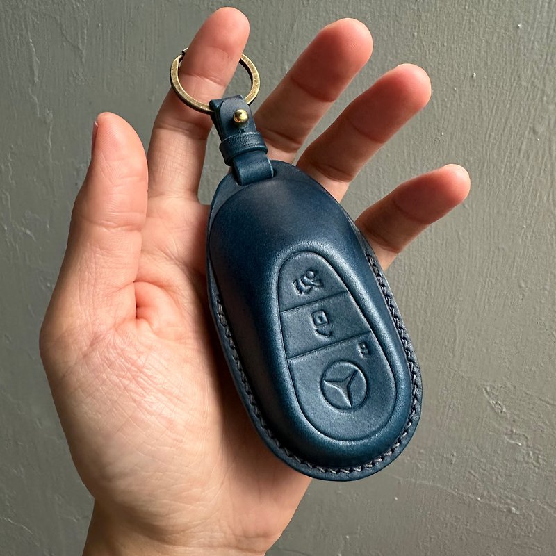 Mercedes-Benz  Buttero 賓士 鑰匙皮套 GLA GLC GLE EQS CLS - 鑰匙圈/鎖匙扣 - 真皮 藍色