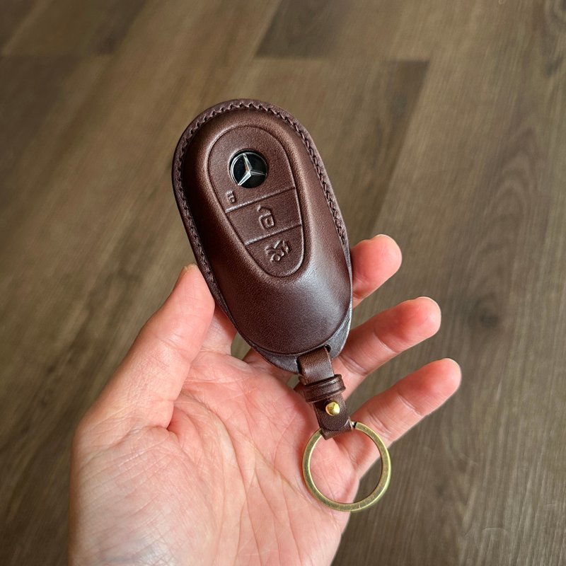 Buttero Leather car key case, car key cover, Mercedes-Benz gla, glb, glc, gle - Keychains - Genuine Leather Blue