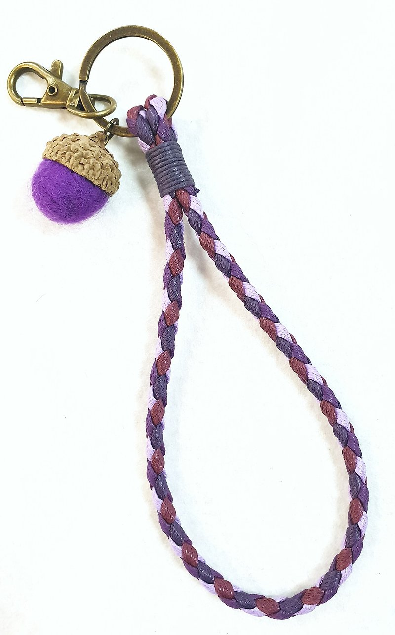 Paris*Le Bonheun. Knitted key ring ID cover with wax thread. Mysterious Purple - ที่ห้อยกุญแจ - วัสดุอื่นๆ สีม่วง