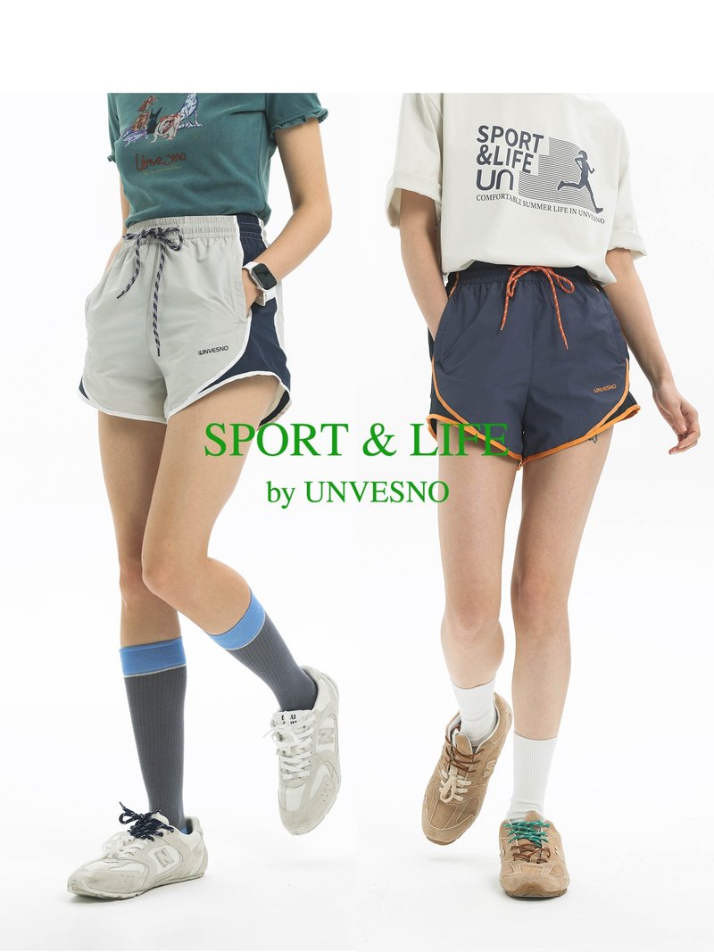 Unvesno(UN) Retro sports city leisure summer quick-drying breathable contrast color women's beach pants - กางเกงวอร์มผู้หญิง - วัสดุอื่นๆ 