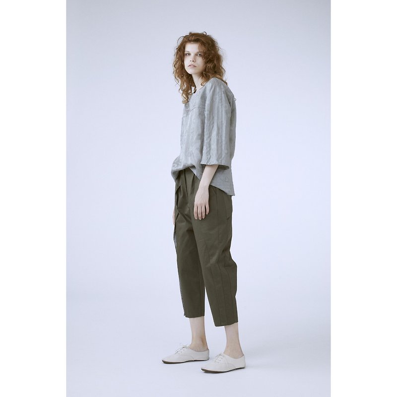 1702E0706 front styling pants - กางเกงขายาว - ผ้าฝ้าย/ผ้าลินิน 